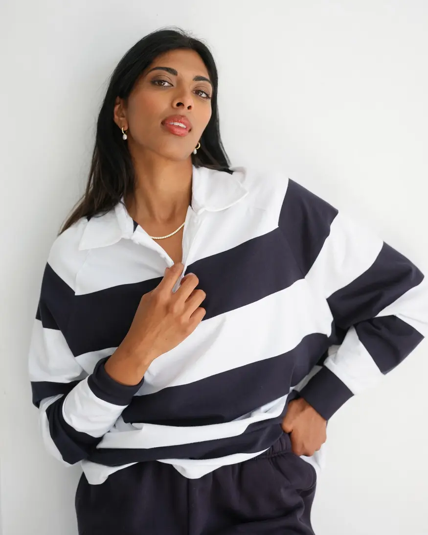 Brunette The Label Stripe Rugby Polo