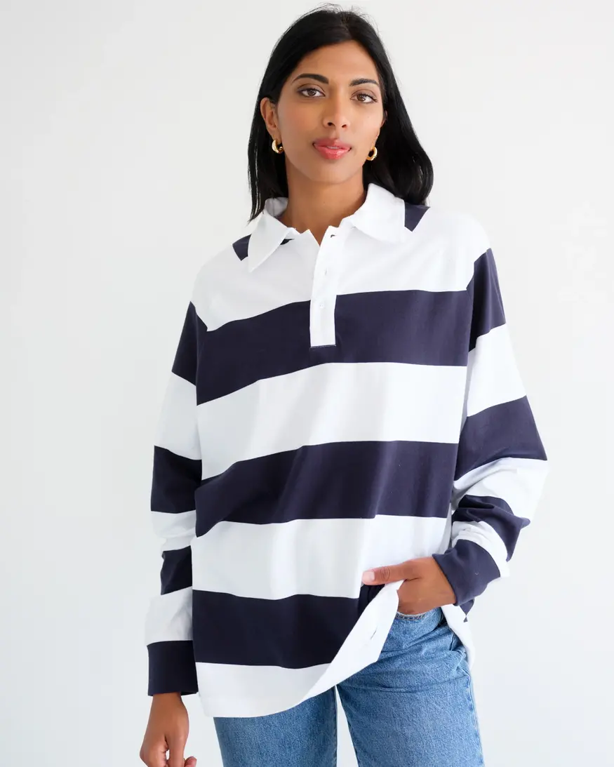 Brunette The Label Stripe Rugby Polo