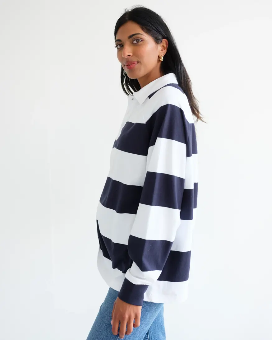 Brunette The Label Stripe Rugby Polo