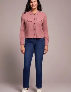 Tribal Serena Crop Knit Shirt