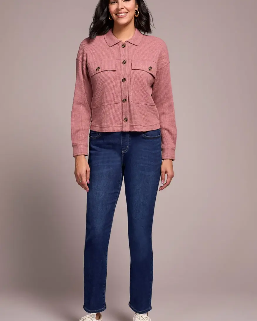 Tribal Serena Crop Knit Shirt