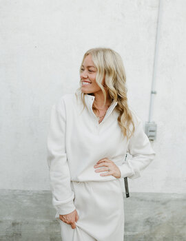 Cest Moi Cotton Fleece High Neck Pullover
