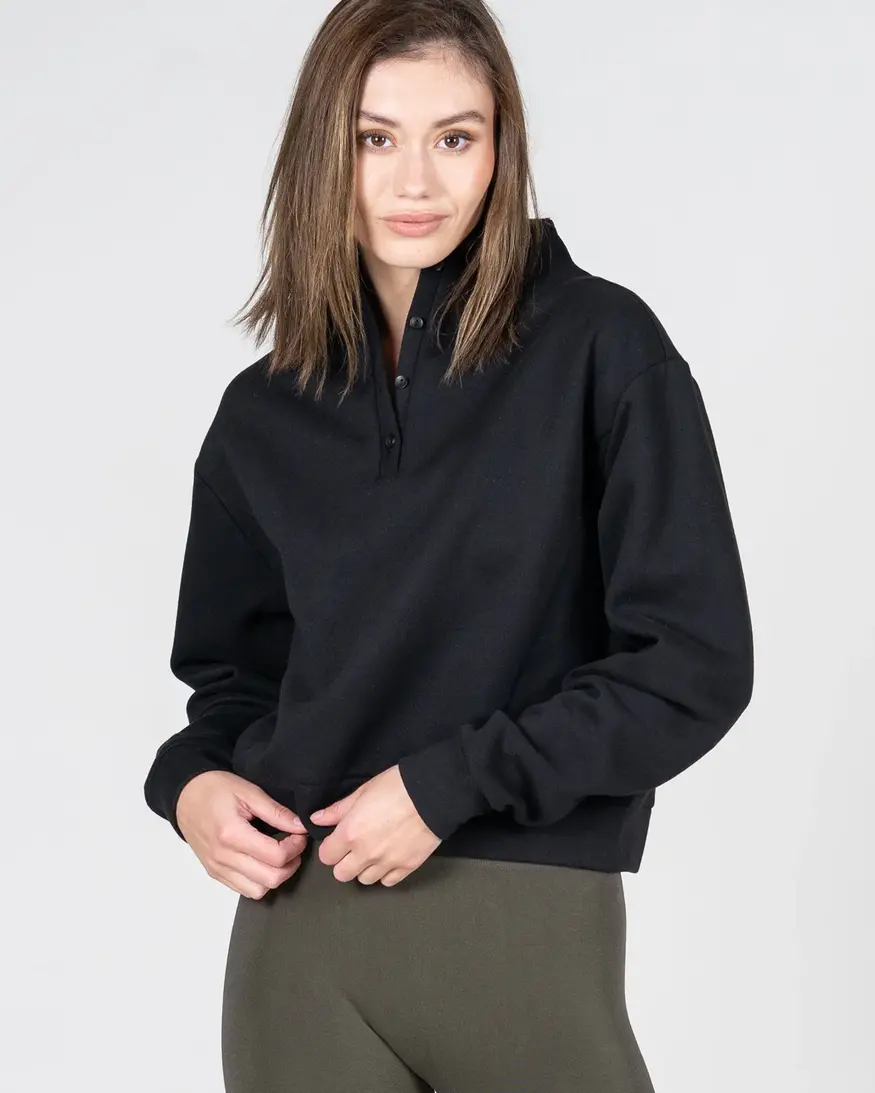 Cest Moi Cotton Fleece High Neck Pullover
