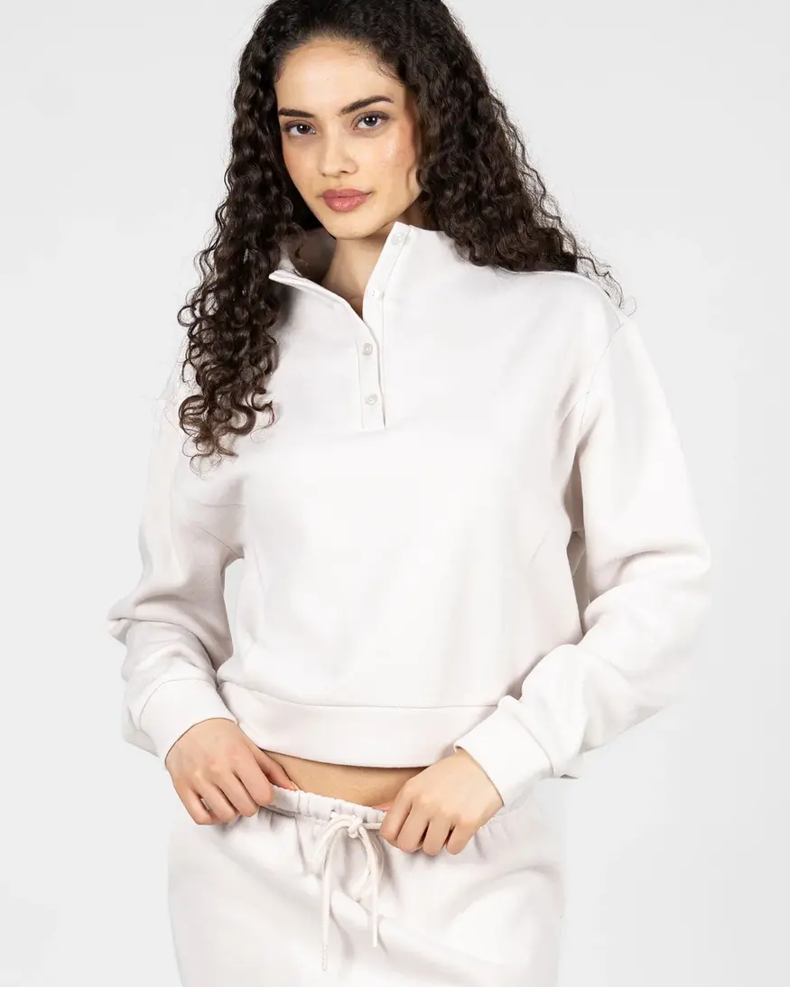 Cest Moi Cotton Fleece High Neck Pullover