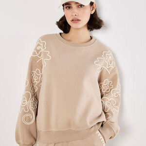 Apricot Floral Embroidered Sweatshirt Apricot Floral Embroidered Sweatshirt