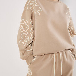 Apricot Floral Embroidered Sweatshirt Apricot Floral Embroidered Sweatshirt