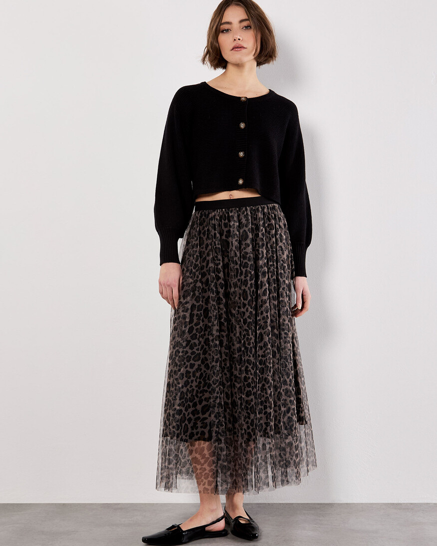Apricot Leopard Tulle Skirt