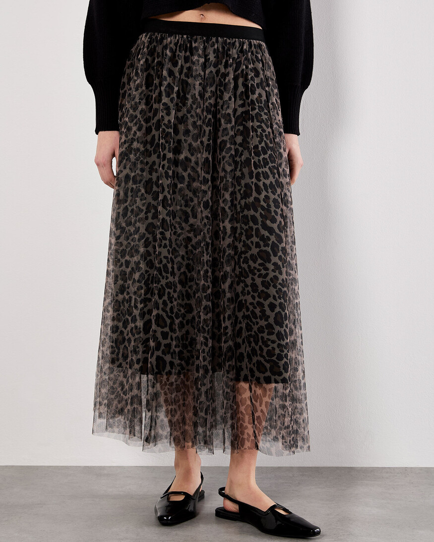 Apricot Leopard Tulle Skirt
