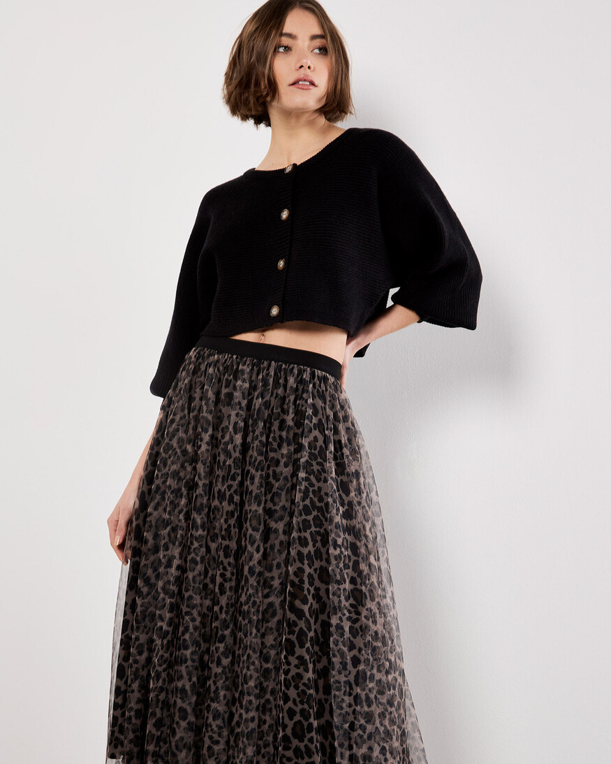 Apricot Leopard Tulle Skirt