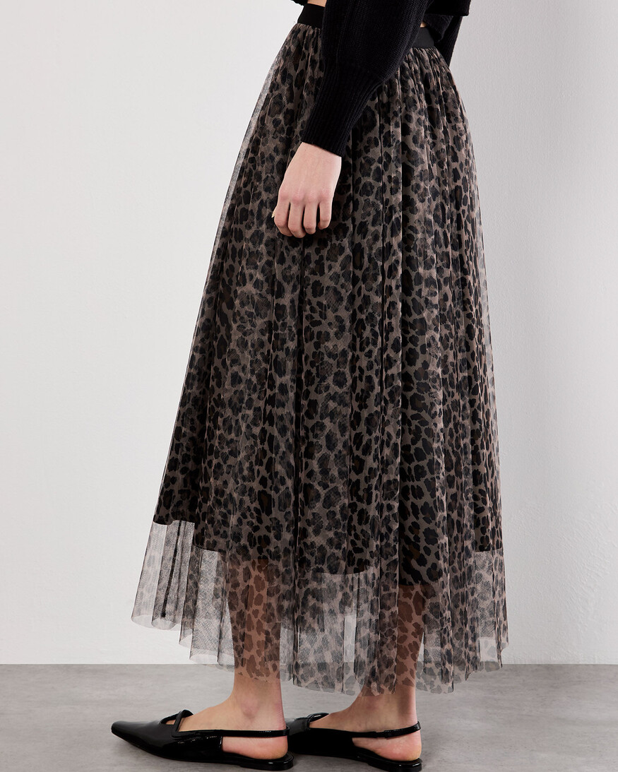 Apricot Leopard Tulle Skirt