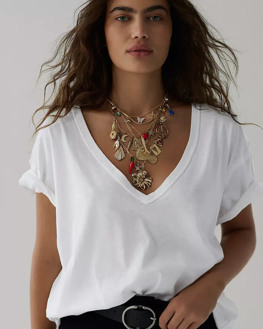 Free People Nina V-Neck Tee