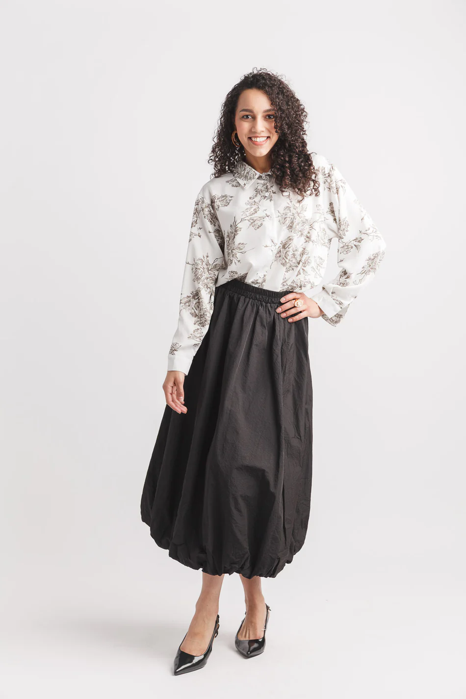 Linza Bubble Hem Midi Skirt - White Bull Clothing Co