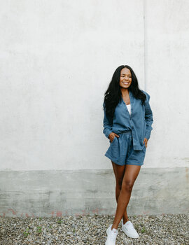 Brunette The Label Dark Denim Button Up
