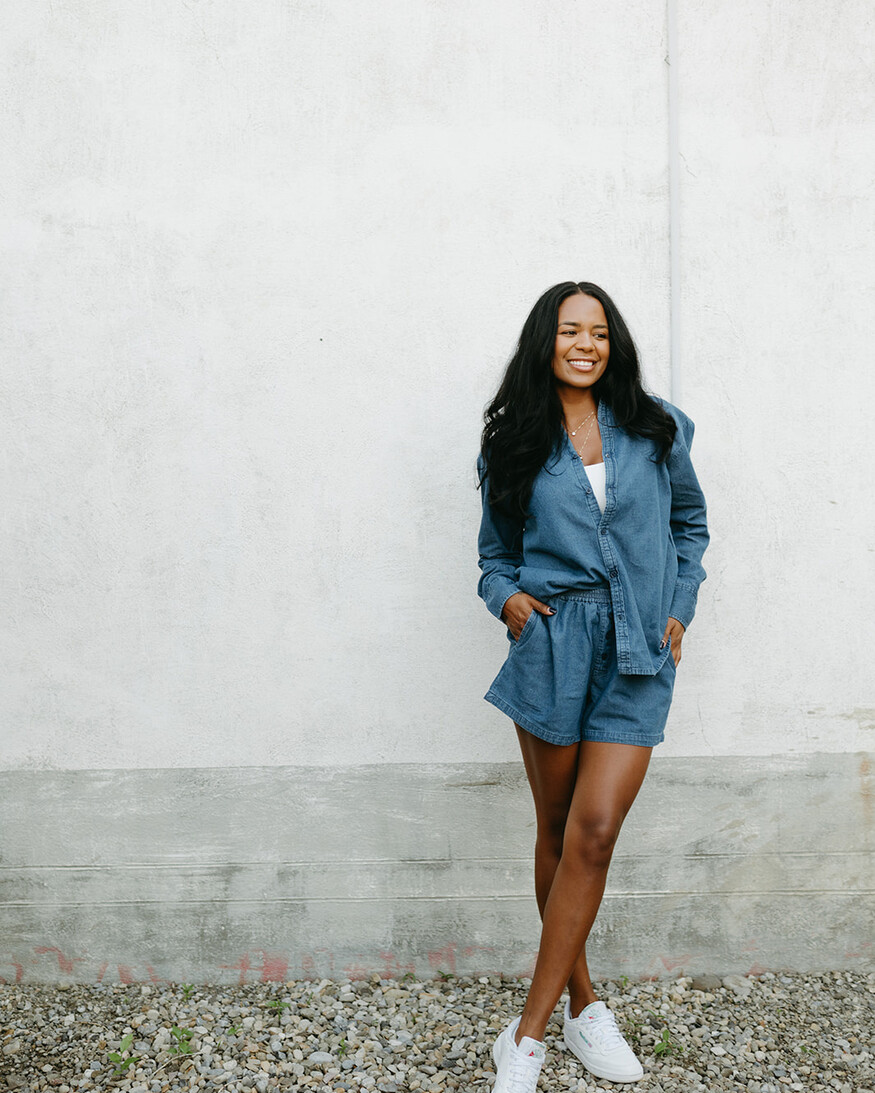 Brunette The Label Dark Denim Button Up