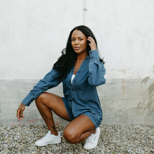 Brunette The Label Dark Denim Button Up Brunette The Label Dark Denim Button Up