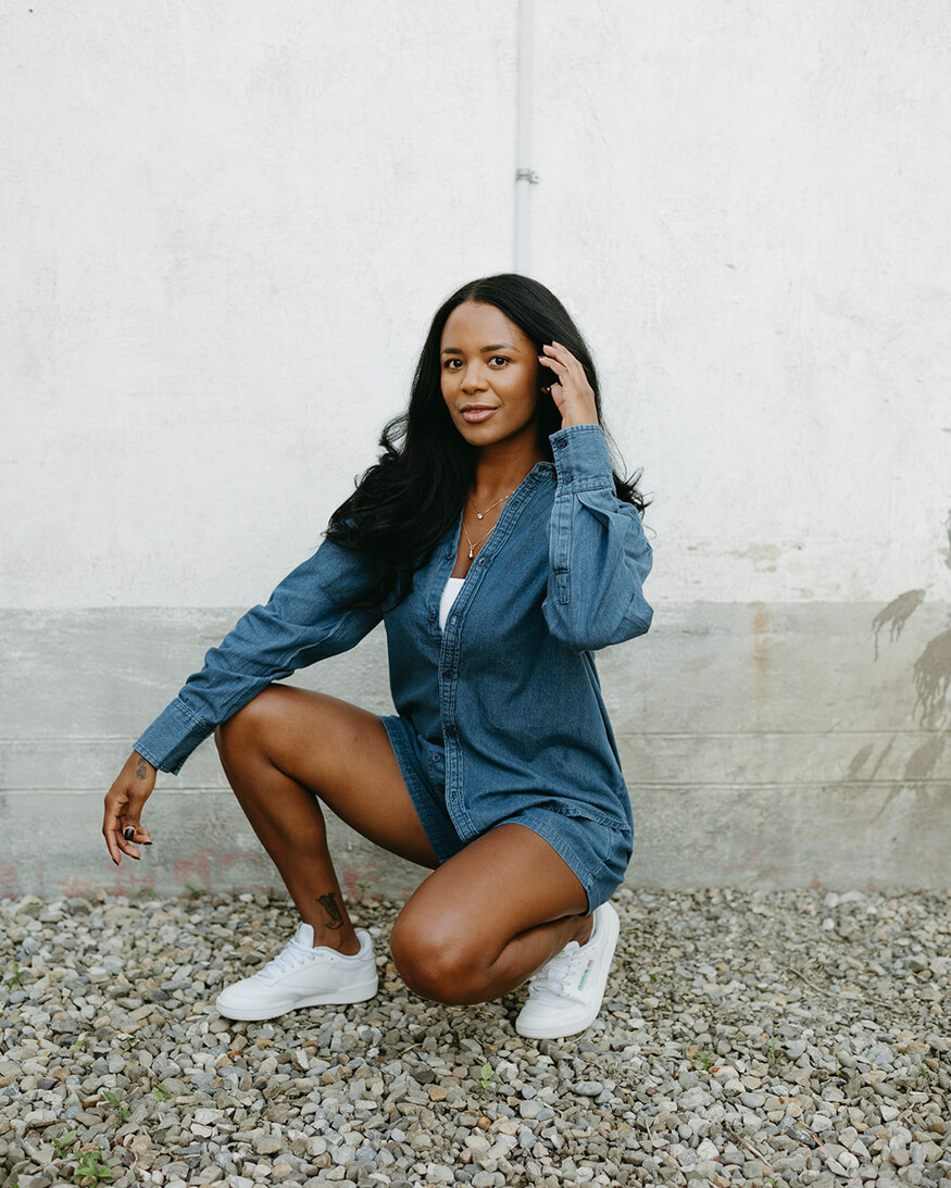 Brunette The Label Dark Denim Button Up