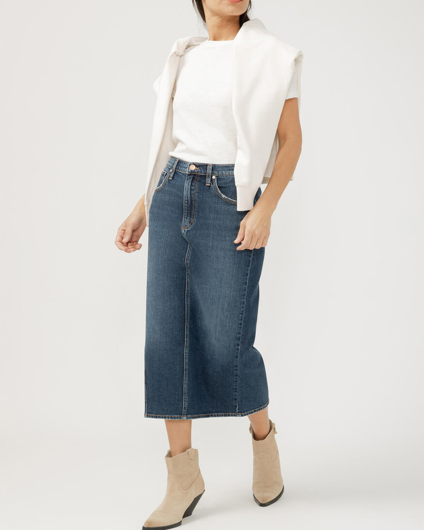Silver Jeans - For Us Midi Denim Skirt