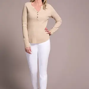 Tribal Sage Button Henley Top