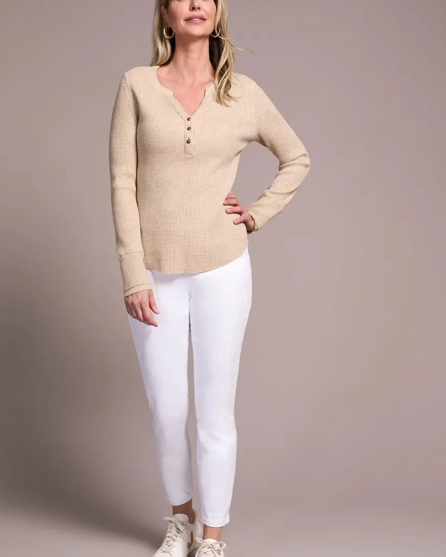 Tribal Sage Button Henley Top