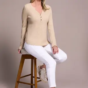 Tribal Sage Button Henley Top
