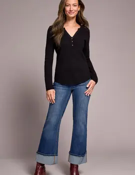 Tribal Sage Button Henley Top