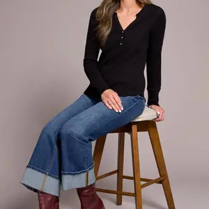 Tribal Sage Button Henley Top