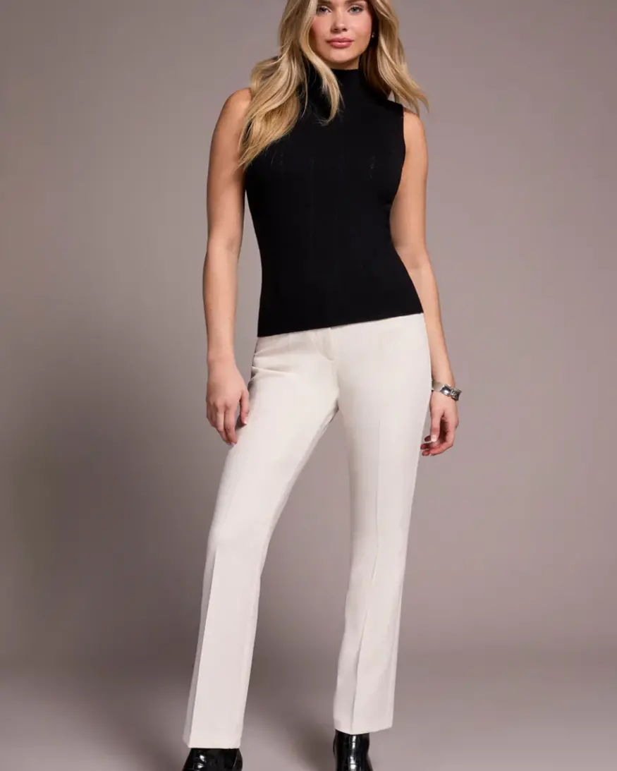 Tribal Scottie Slvs Mock Neck Top