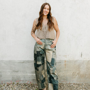 Apricot Tie Front Waffle Vest