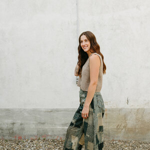 Apricot Tie Front Waffle Vest