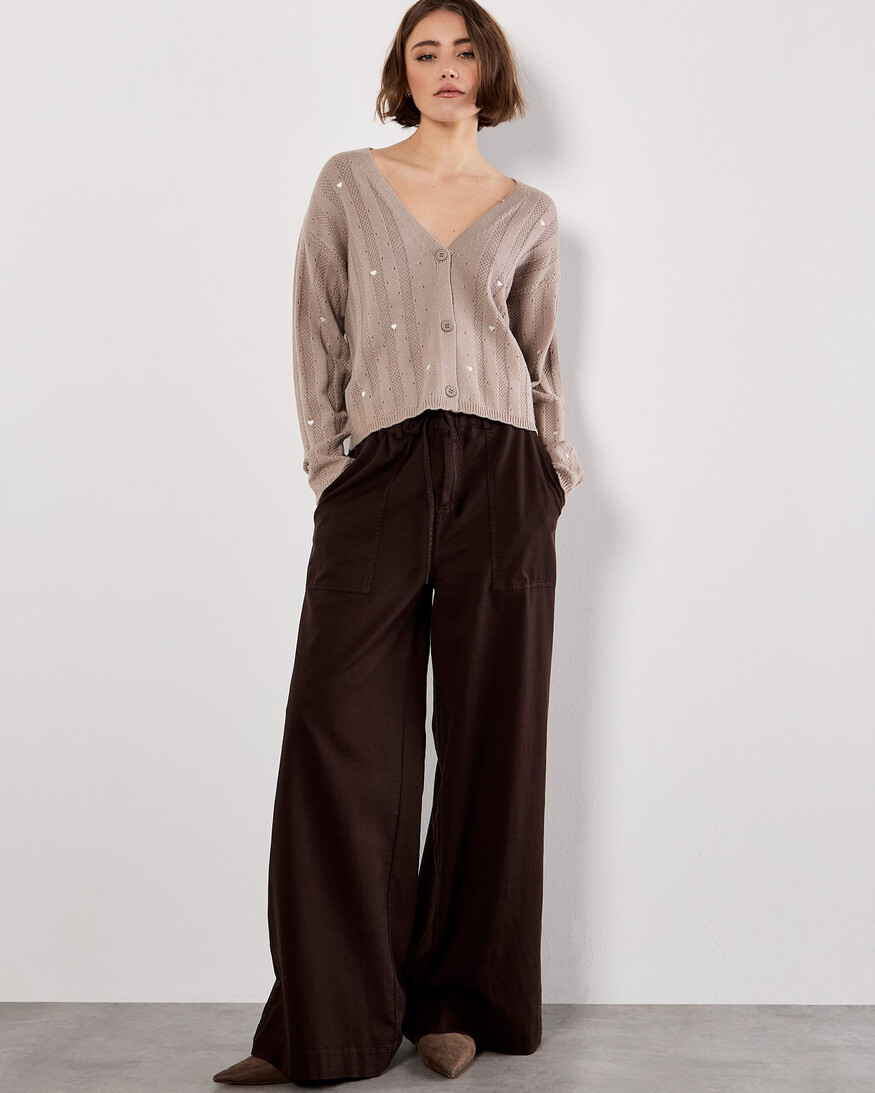 Apricot Embroidered Hearts Cardi