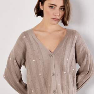 Apricot Embroidered Hearts Cardi