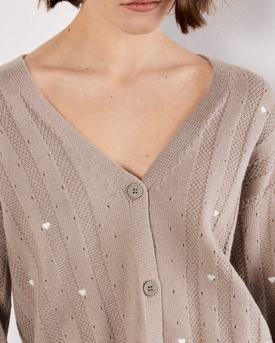 Apricot Embroidered Hearts Cardi