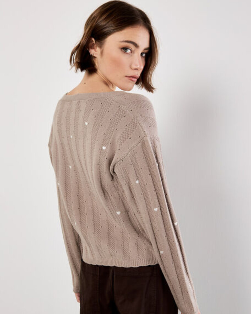 Apricot Embroidered Hearts Cardi