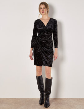 Apricot Diamante Velvet Dress