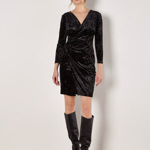 Apricot Diamante Velvet Dress