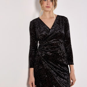 Apricot Diamante Velvet Dress