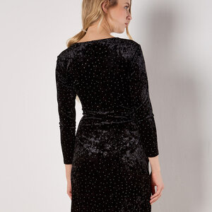 Apricot Diamante Velvet Dress