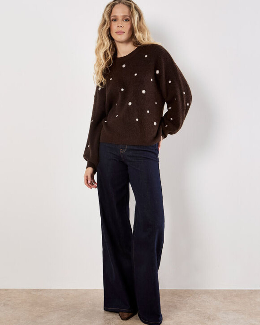 Apricot Daisy Embroidered Jumper