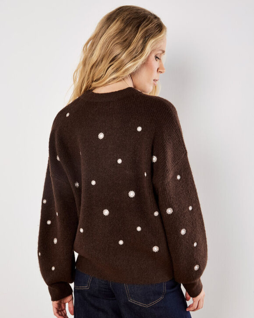 Apricot Daisy Embroidered Jumper