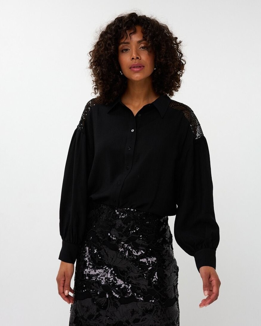 Esqualo Woodlyn Sequin Yoke Blouse