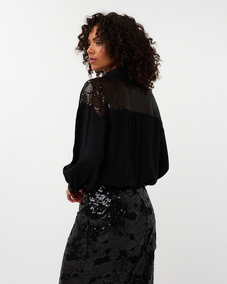 Esqualo Woodlyn Sequin Yoke Blouse