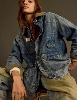 Free People Sweet Talk Denim Barn Coat