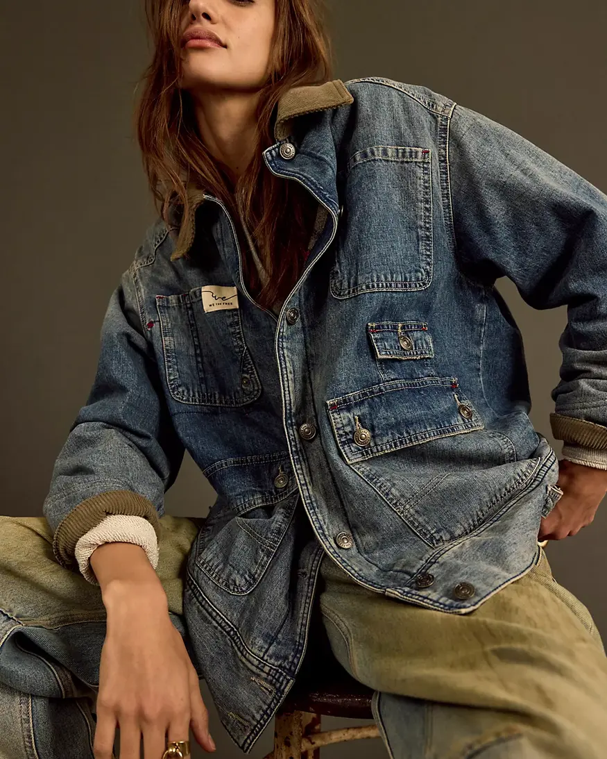 Free People Sweet Talk Denim Barn Coat