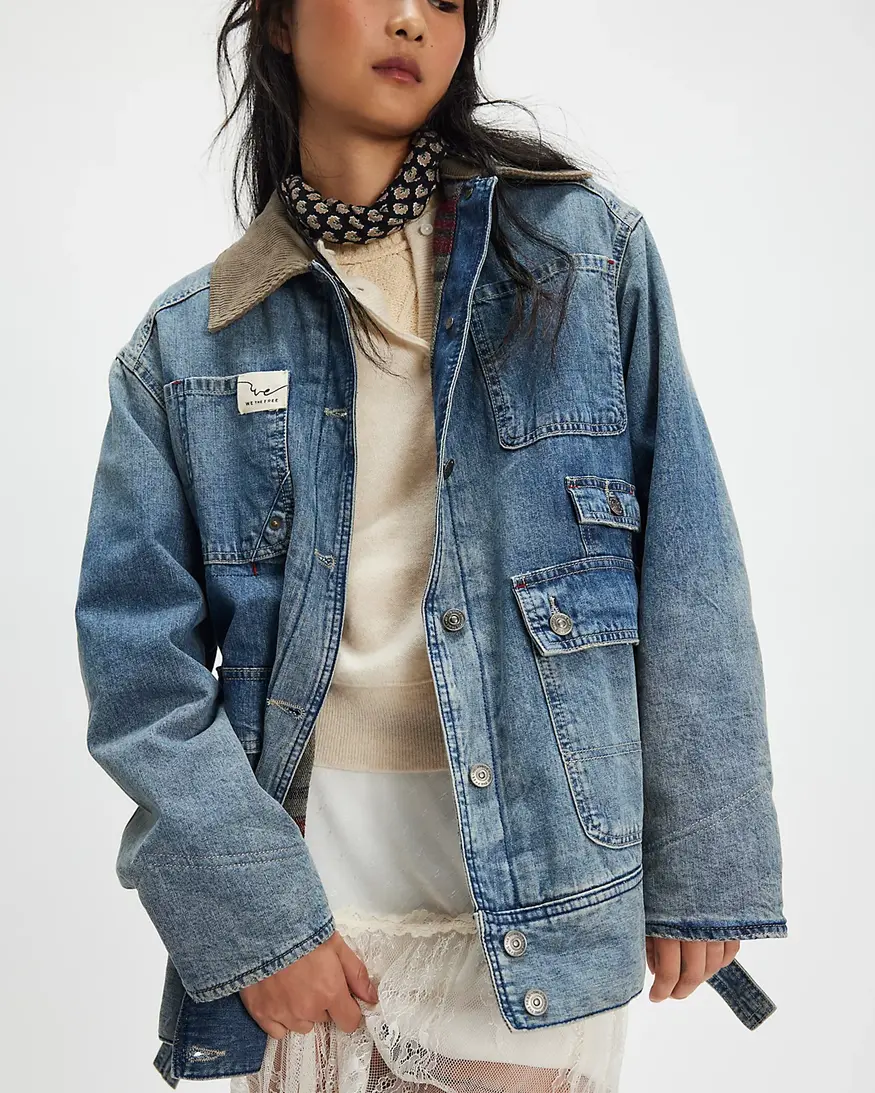 Free People Sweet Talk Denim Barn Coat