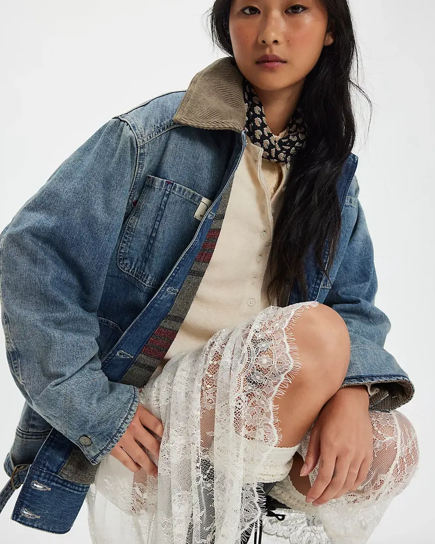 Free People Sweet Talk Denim Barn Coat