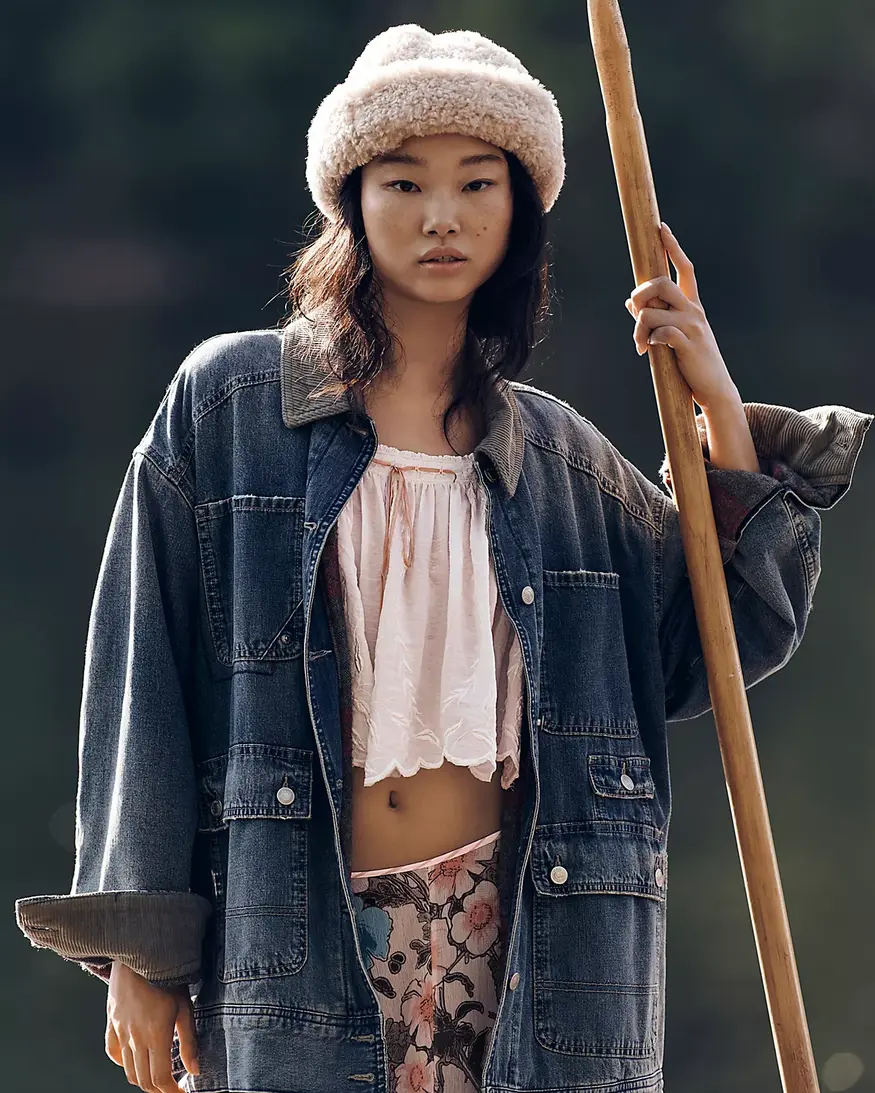 Free People Sweet Talk Denim Barn Coat