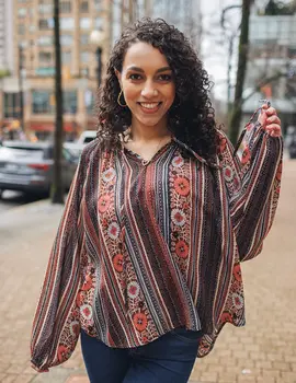 Papillon Leana Floral Stripe Top