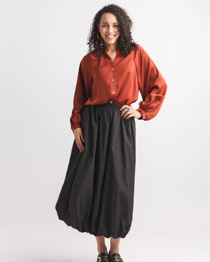 Papillon Lenyx Ballon Sleeve Satin Top