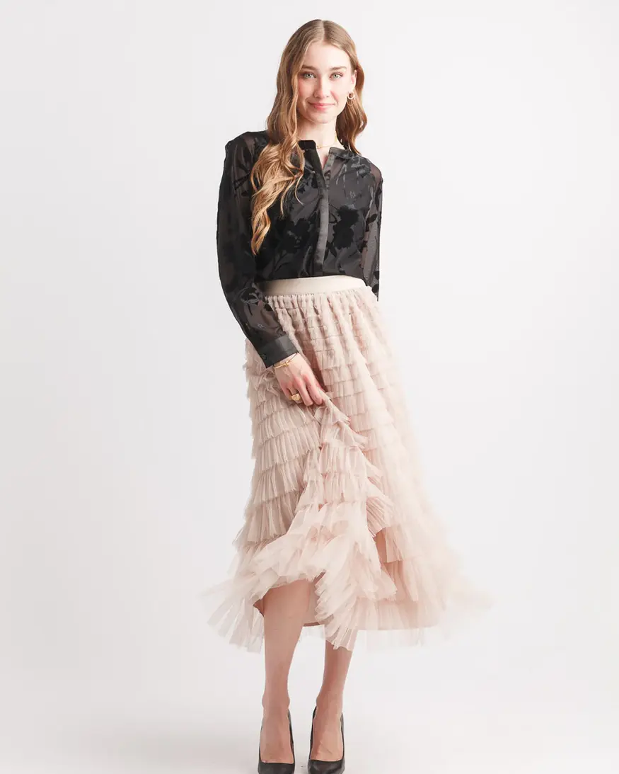 Papillon Lidie Burnout Mesh Top