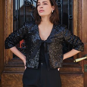 Esqualo Wilone Sequin Bow Blazer